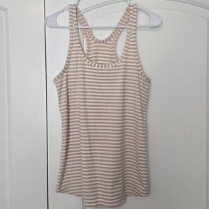 101. Lululemon Cool Racerback Tank – Tan & Cream Stripe – Size 6